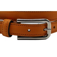 Oranje Italiaans leren damesriem. 2cm breed en in kleur rondgestikt.