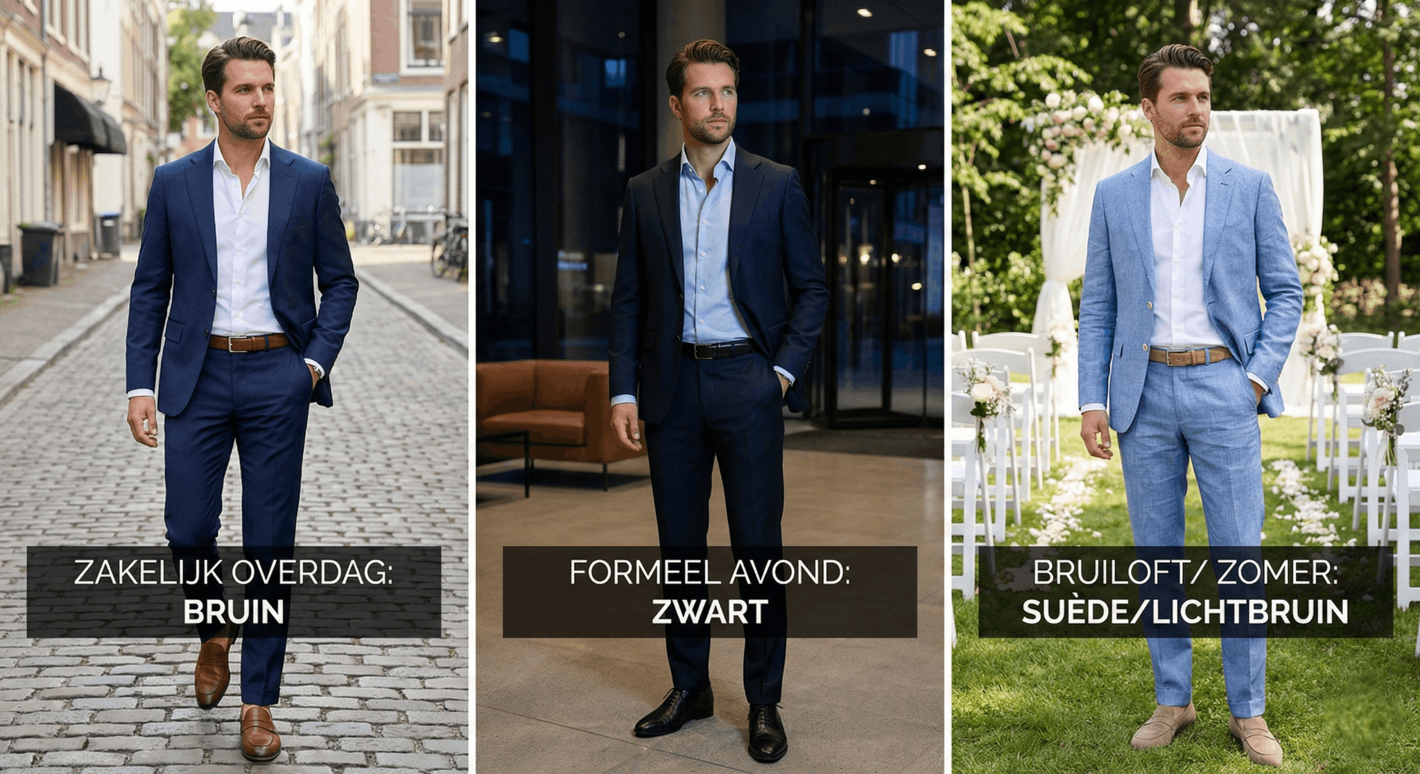 welke kleur riem bij blauw pak