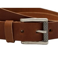 40mm brede riem van italiaans leder met nikkelvrije oud-zilveren rolgesp