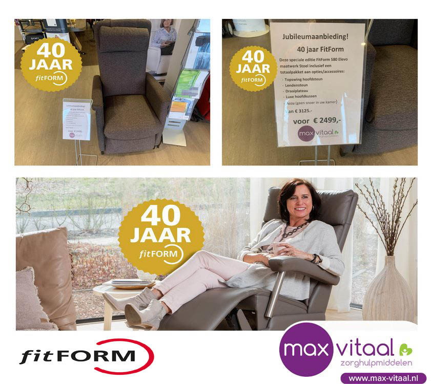 Knalactie 40 jarig jubileum FITFORM Sta op Stoel Maxvitaal Sta op stoel Maxvitaal Maxvitaal
