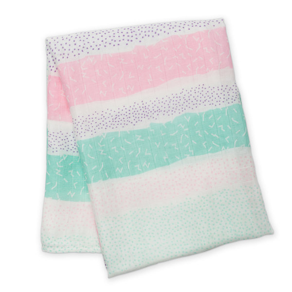 Lulujo - Hydrofiele bamboo swaddle Pink Spotted Lines