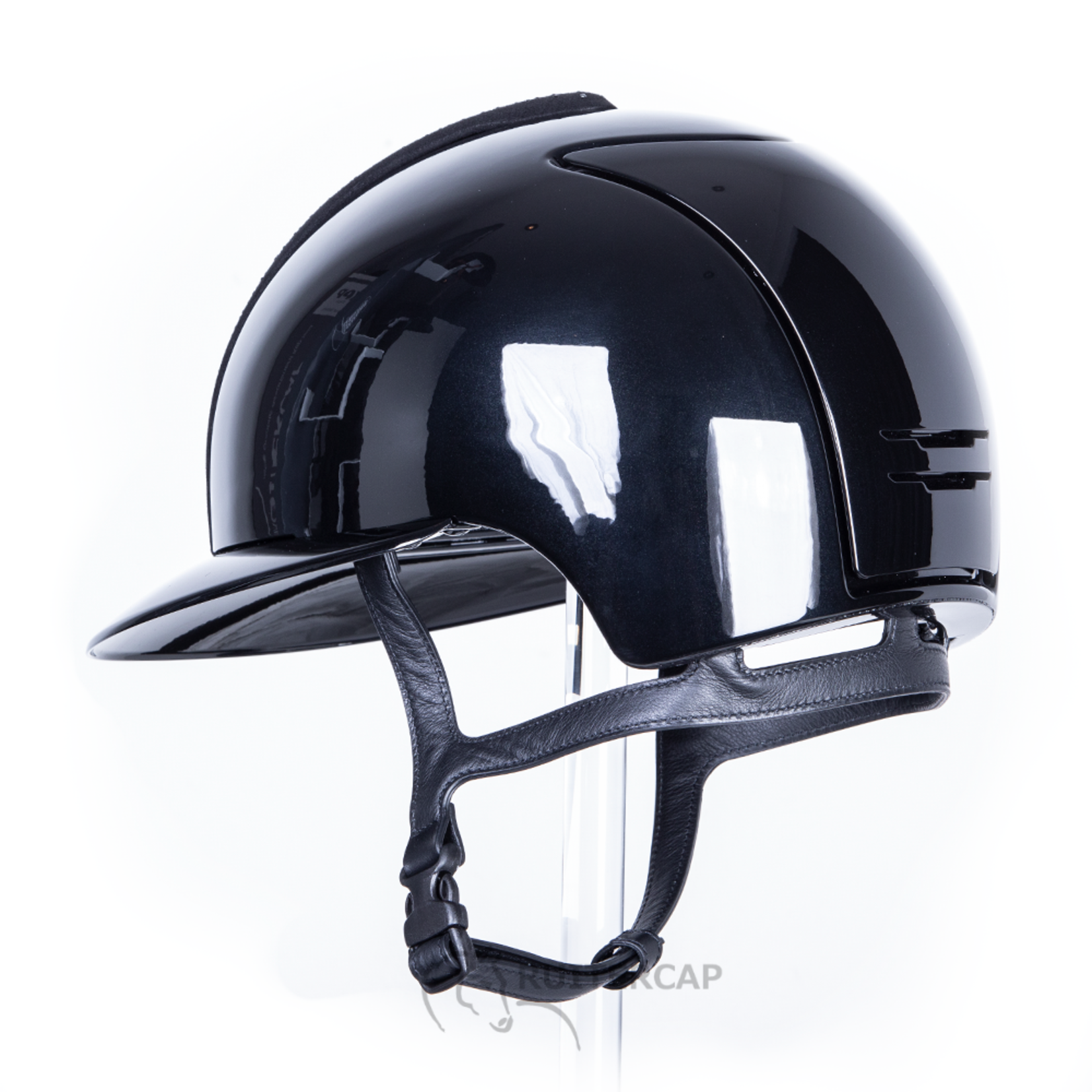 KEP Italia polish black with suede front with shaded swarovski black silver - swarovski frame - polo visor