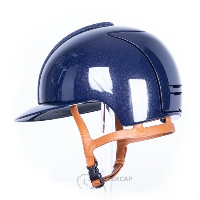 KEP Italia diamond blauw met galassia donkerblauw voorzijde - cognac kinbandje - polo klep