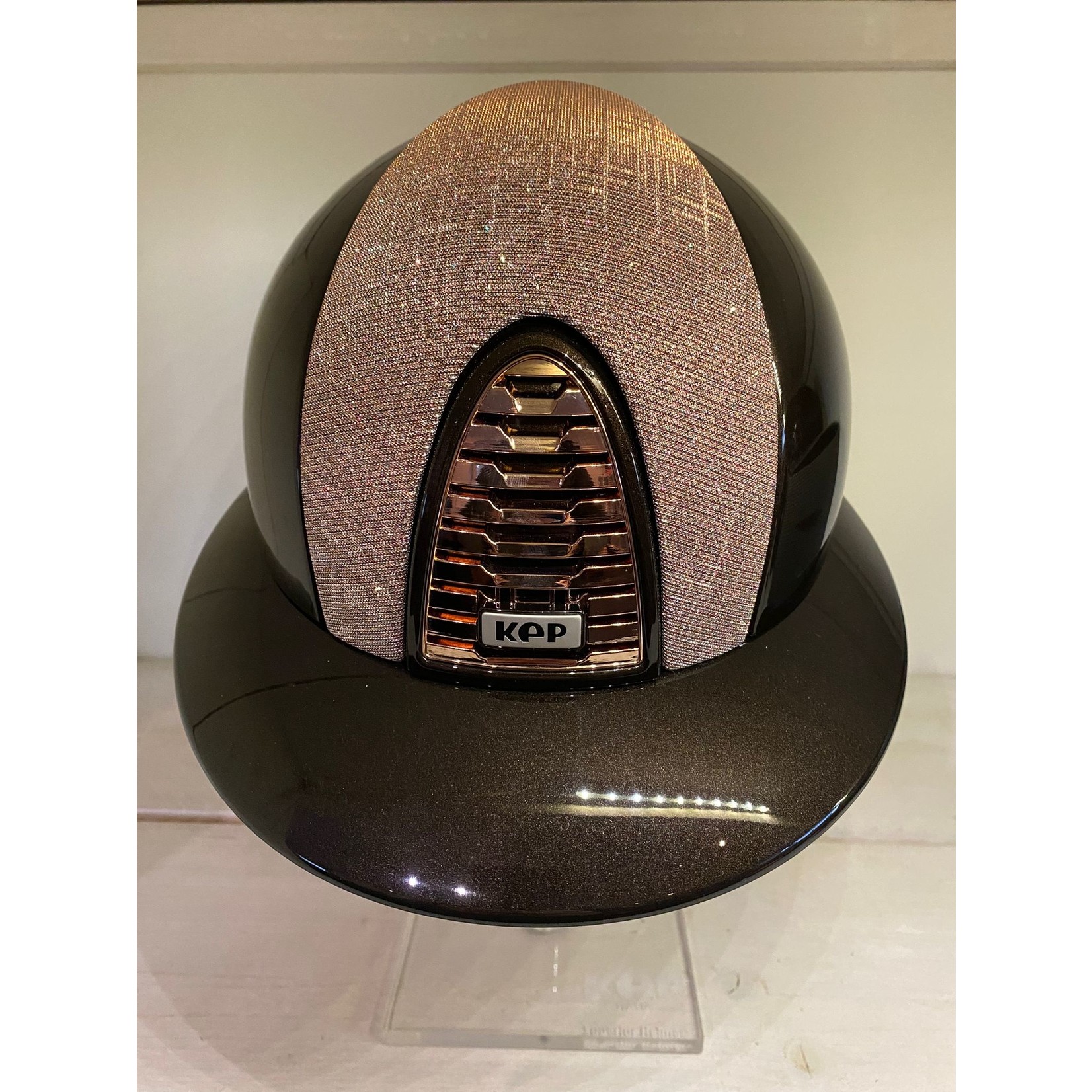 KEP Italia polish brown with galassia pink front - rose gold grill - polo visor