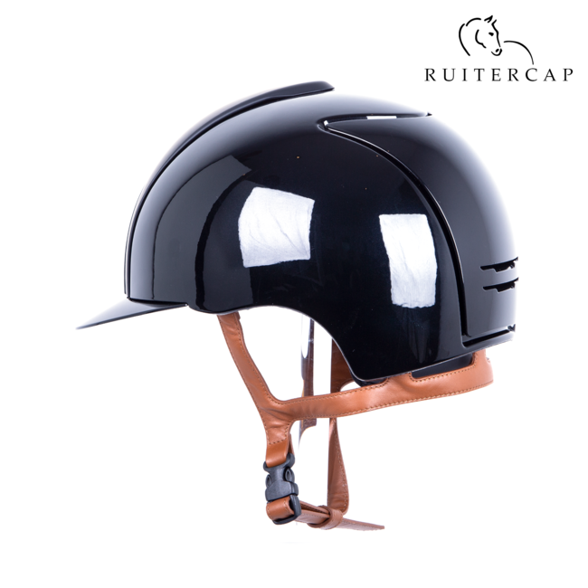 KEP Italia polish black with textile black front - cognac chinstrap
