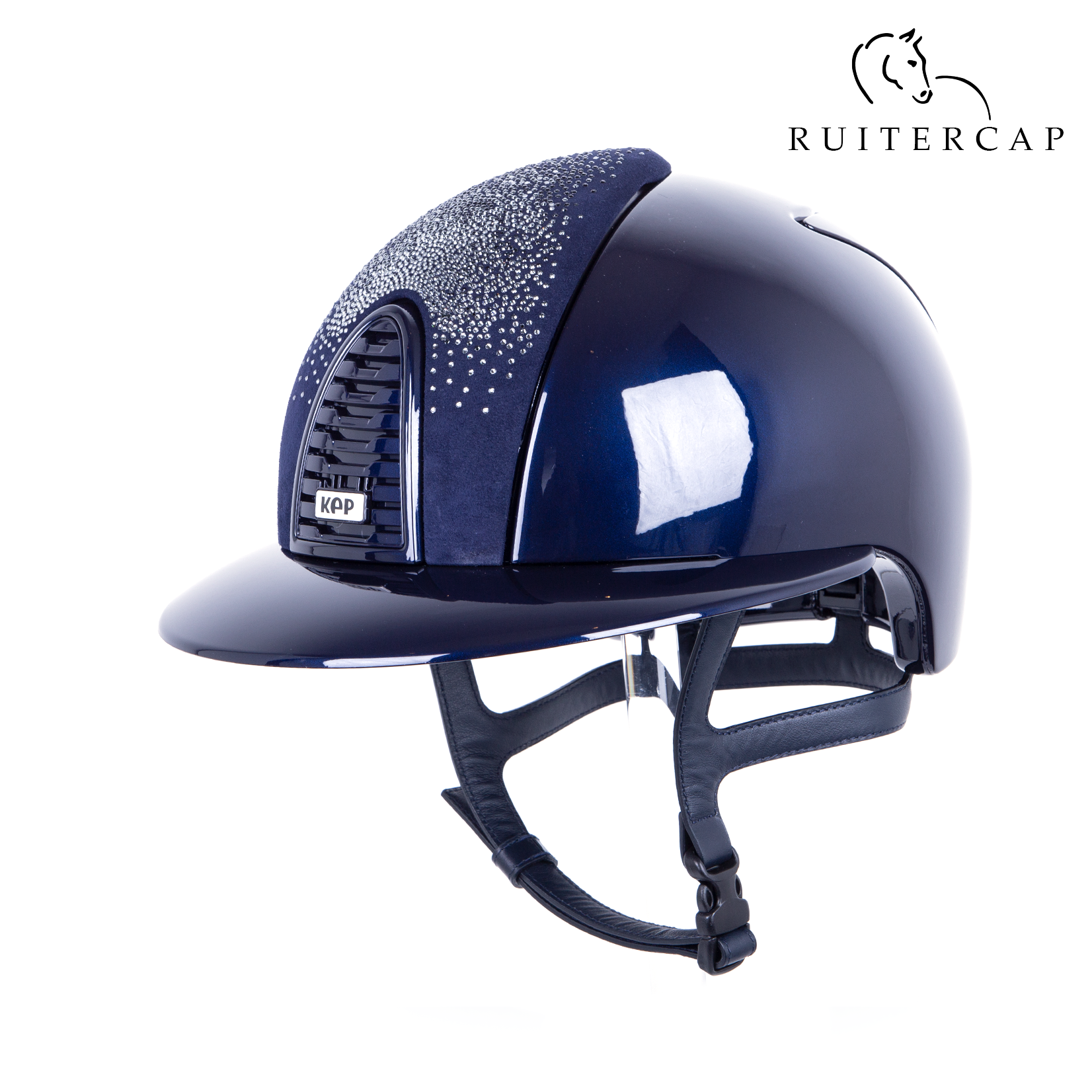 KEP Italia polish blue with suede front with shaded swarovski black silver - polo visor