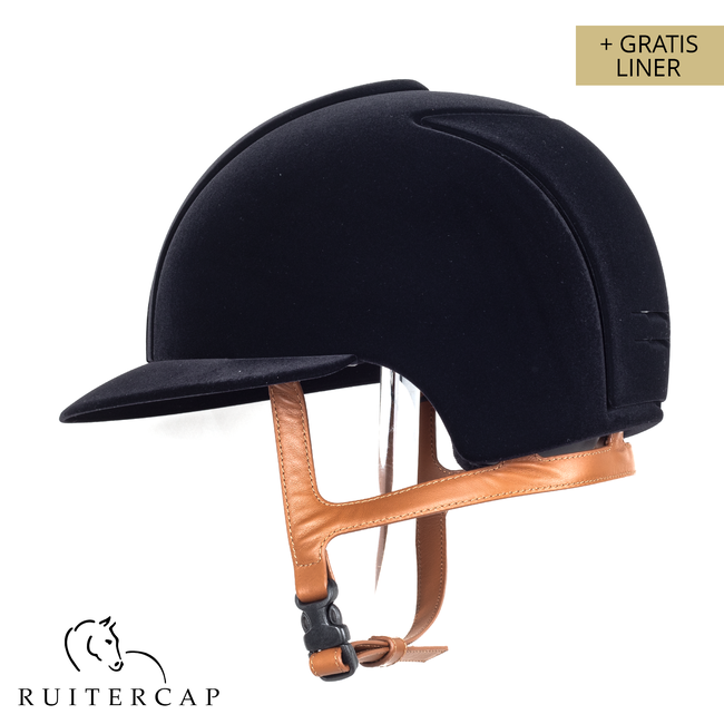 KEP Italia suede black - crystal logo - cognac chinstrap - polo visor