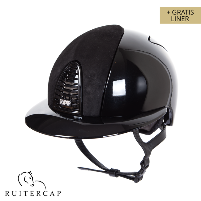 KEP Italia polish black with suede black front - crystal logo - polo visor - mirror black sub-grill