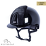 KEP Italia polish black with suede front and back with shaded swarovski black silver - crystal logo - jet black swarovski chinstrap - swarovski frame crystal silver night