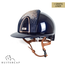 KEP Italia polish blue with suede front with shaded swarovski crystal rose gold - róse gold frame - cognac chinstrap - polo visor