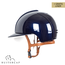 KEP Italia polish blue with suede front with shaded swarovski crystal rose gold - róse gold frame - cognac chinstrap - polo visor