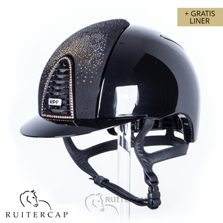 KEP Italia polish black with suede front with shaded swarovski black silver gold - swarovski frame