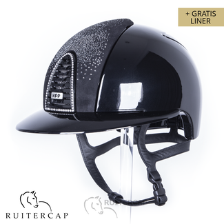 KEP Italia polish black with suede front with shaded swarovski black silver - swarovski frame - polo visor