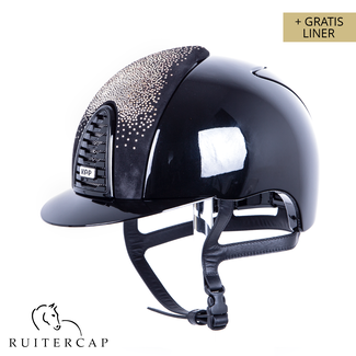 KEP Italia polish black with suede front with shaded swarovski crystal gold