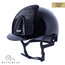 KEP Italia polish black with suede front with shaded swarovski black silver - crystal logo - jet black swarovski chinstrap - swarovski frame crystal silver night