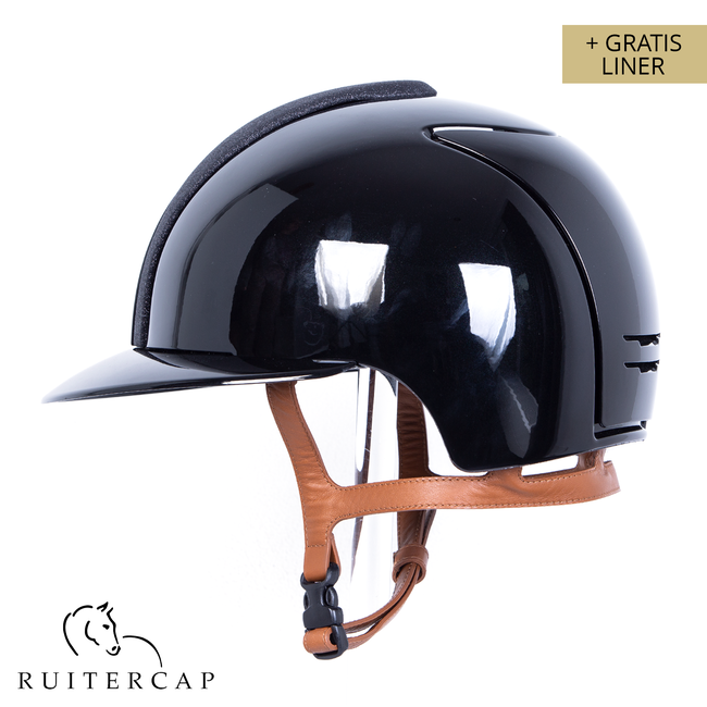 KEP Italia polish black with star black front - cognac chinstrap - polo visor