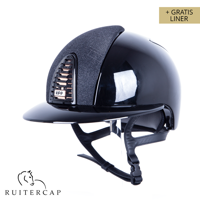 KEP Italia polish black with black galassia front - sub-grill and button edge róse gold - polo visor