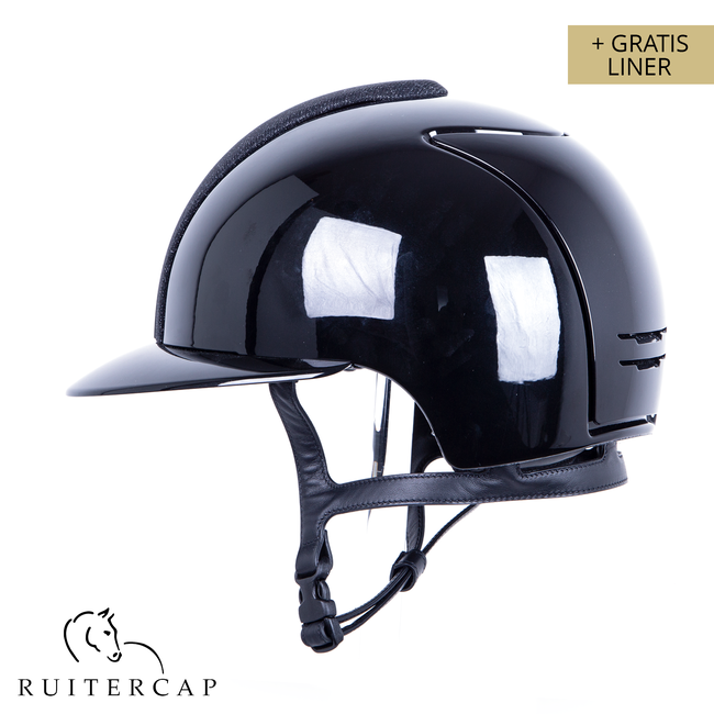 KEP Italia polish zwart met zwart galassia voorzijde - sub-grill en button rand róse gold - polo klep