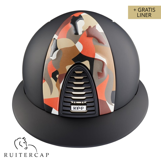 KEP Italia textile black with vikings arcanio front - polo visor