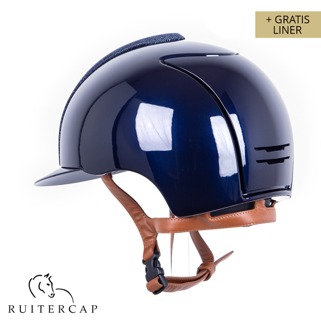 KEP Italia polish blue with darkblue galassia front - swarovski frame - cognac chinstrap