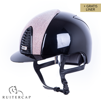 KEP Italia polish black with rose galassia front - róse gold button edge - cognac chinstrap