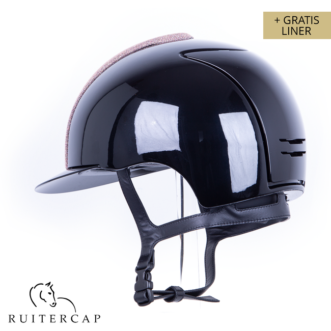 KEP Italia polish black with rose galassia front - róse gold button edge - cognac chinstrap