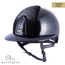 KEP Italia polish black with suede front with shaded swarovski black silver - crystal logo - polo visor