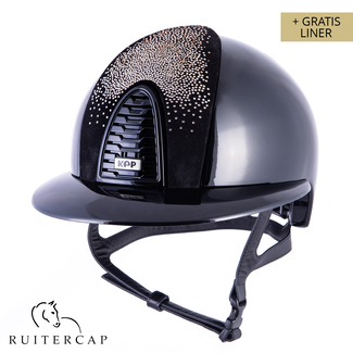 KEP Italia polish black with suede front with shaded swarovski crystal gold - polo visor