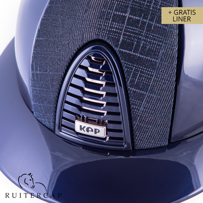 KEP Italia polish blauw met galassia donkerblauw voorzijde - polo klep - rose gold sub grill en button rand - cognac kinbandje