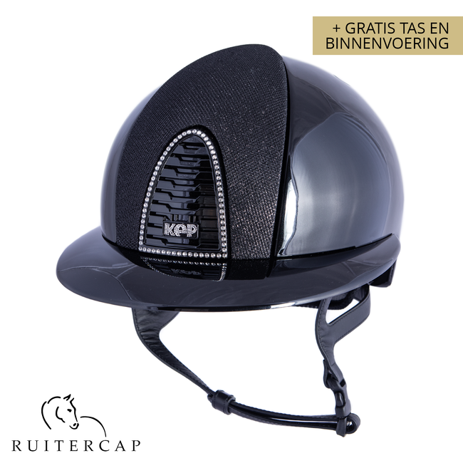 KEP Italia polish black with black luminor front - swarovski frame - crystal logo - polo visor