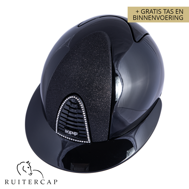 KEP Italia polish black with black luminor front - swarovski frame - crystal logo - polo visor