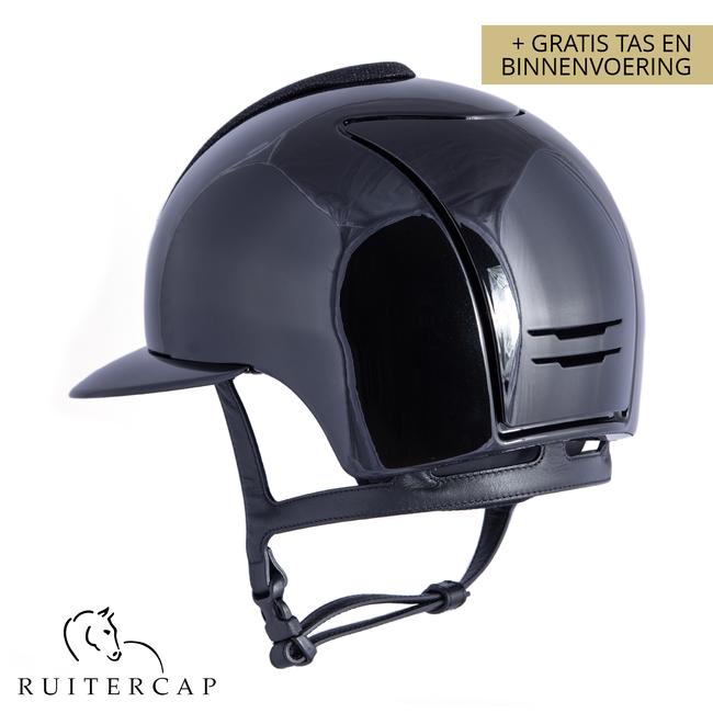 KEP Italia polish black with black luminor front - swarovski frame - crystal logo - polo visor