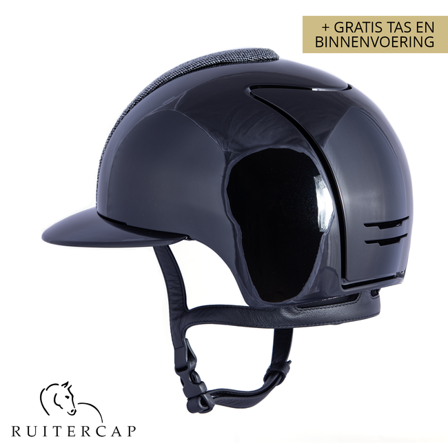 KEP Italia polish black with grey luminor front - crystal logo - polo visor - mirror sub grill