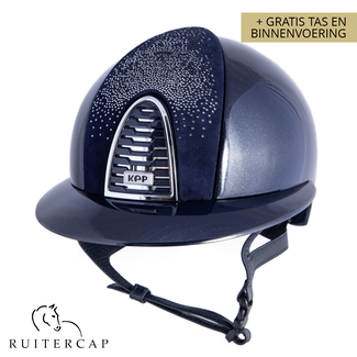 KEP Italia diamond blauw met suede voorzijde met shaded swarovski zilver - polo klep