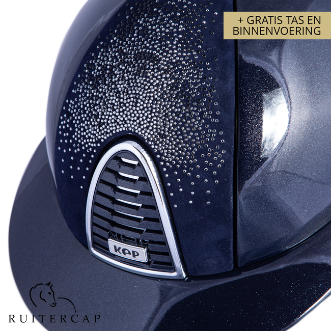 KEP Italia diamond blauw met suede voorzijde met shaded swarovski zilver - polo klep