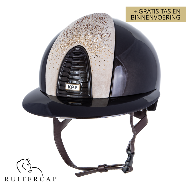 KEP Italia polish bruin met suede beige voorzijde met shaded swarovski nebula goud - polo klep