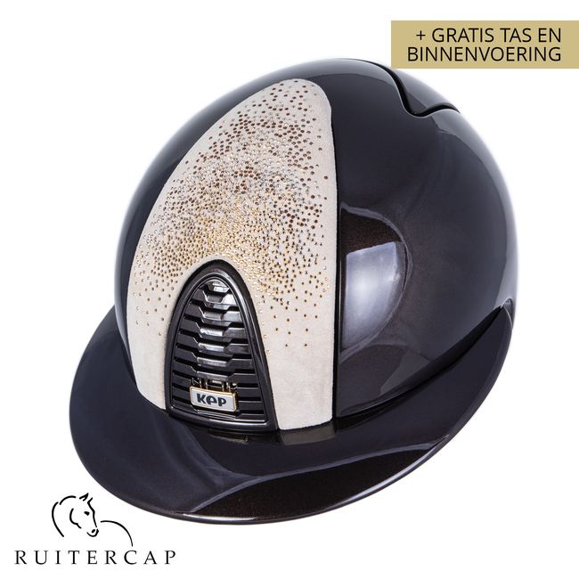 KEP Italia polish brown with suede beige front with shaded swarovski nebula gold - polo visor