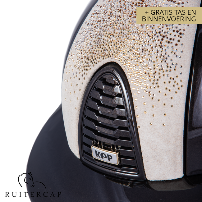 KEP Italia polish bruin met suede beige voorzijde met shaded swarovski nebula goud - polo klep