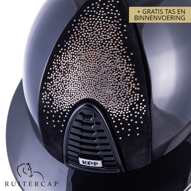 KEP Italia polish black with suede front with shaded swarovski crystal gold - polo visor