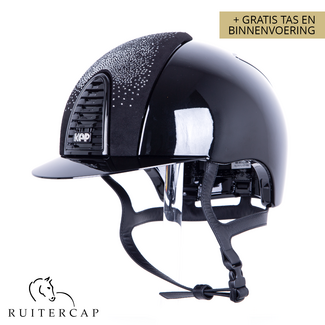 KEP Italia polish black with suede front with shaded swarovski black silver - crystal logo