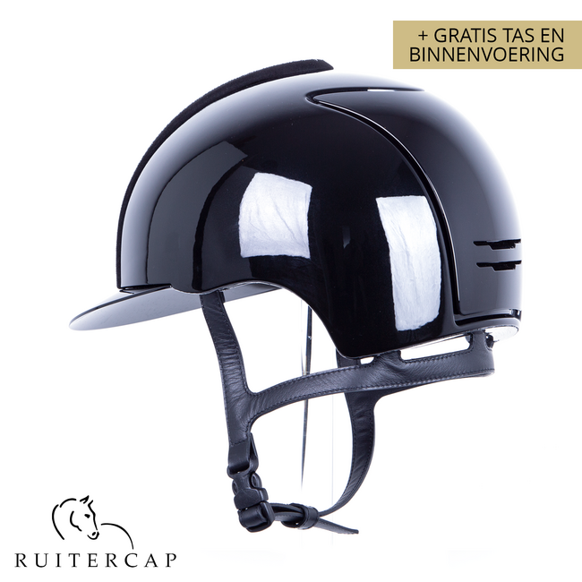 KEP Italia polish black with suede front with shaded swarovski black silver - crystal logo