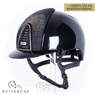 KEP Italia polish black with suede front with shaded swarovski black silver gold - swarovski frame