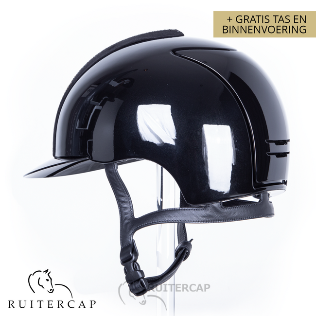 KEP Italia polish black with suede front with shaded swarovski black silver gold - swarovski frame