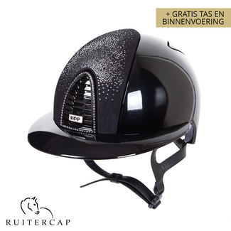 KEP Italia polish zwart met suede voorzijde met shaded swarovski zwart zilver - polo klep - swarovski frame crystal silver night