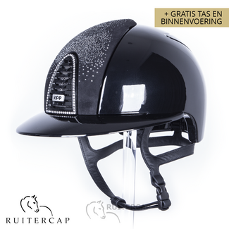 KEP Italia polish black with suede front with shaded swarovski black silver - swarovski frame - polo visor