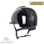 KEP Italia polish black with suede front and back with shaded swarovski black silver - crystal logo - jet black swarovski chinstrap - swarovski frame crystal silver night