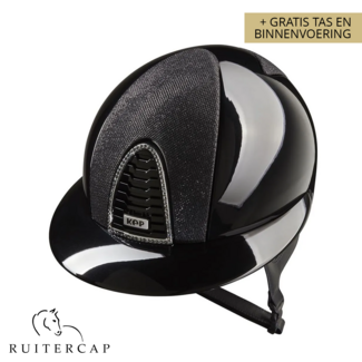 KEP Italia polish zwart met luminor zwart voor en achterzijde - swarovski black diamond - polo klep