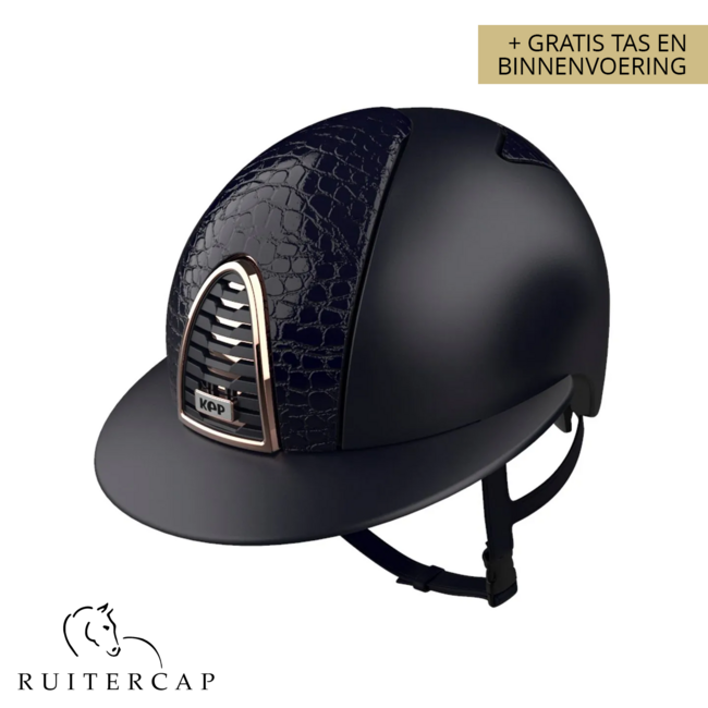 KEP Italia textile blue with cocco blue front and backside -  rosé gold frame sub and button - polo klep