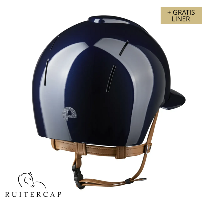 KEP Italia smart nova polish blue with star front and glitter logo back - polo visor - beige chinstrap