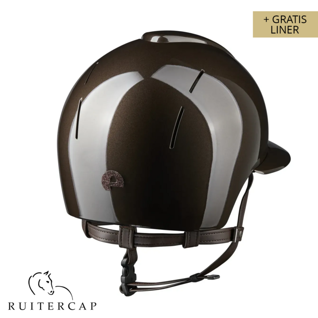 KEP Italia smart nova polish bruin met star bruin voorzijde en glitter logo achterzijde - polo klep - bruin kinbandje